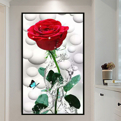 Porch vertical dripping red rose tile painting