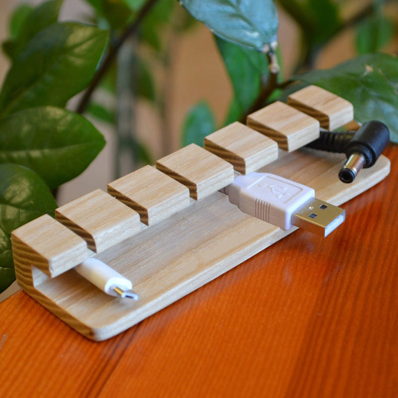 The Data Cable Organizer Retains The Wooden Anti-winding